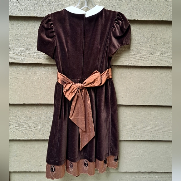 Stunning David Charles HARRODS Brown Velvet Holiday Dress  ENGLAND - 10 - Picture 3 of 8